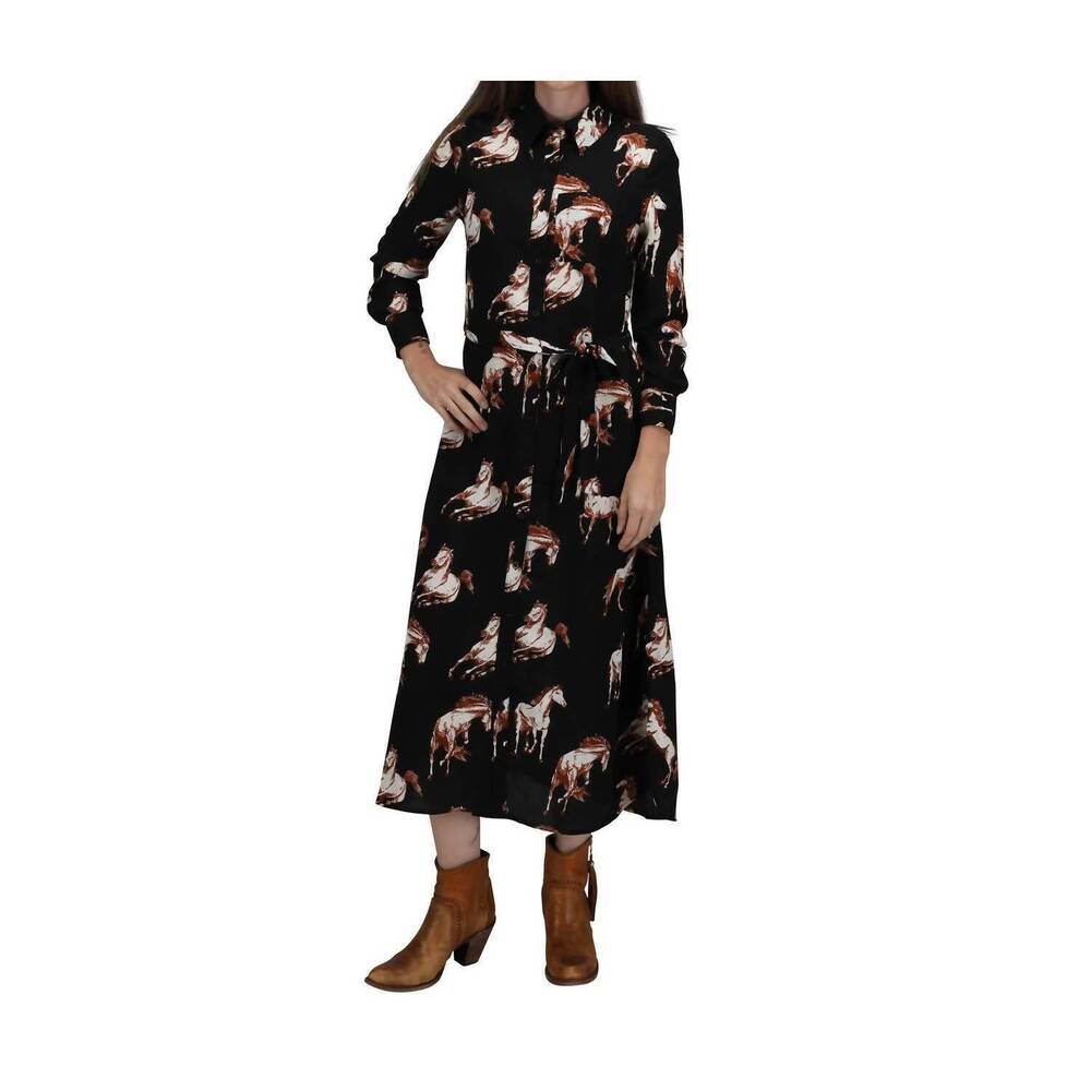 NEW COTTON & RYE horse print dress in black